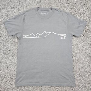 Stio Mens Mountain Shirt Cotton Gray Small Trail‎ Outdoor Hiking Nature Graphic